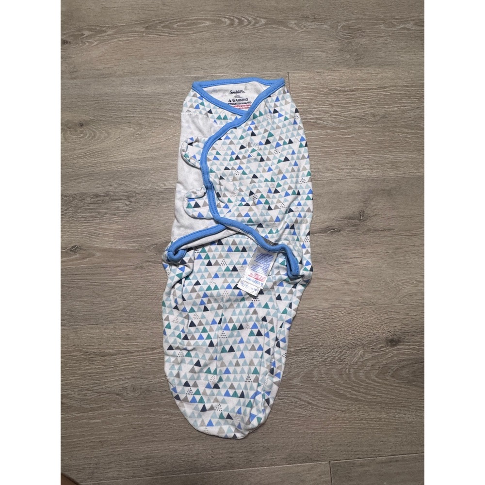 SwaddleMe Original Swaddle Large Blue Teal Grey Geometric Triangle Cotton Wrap